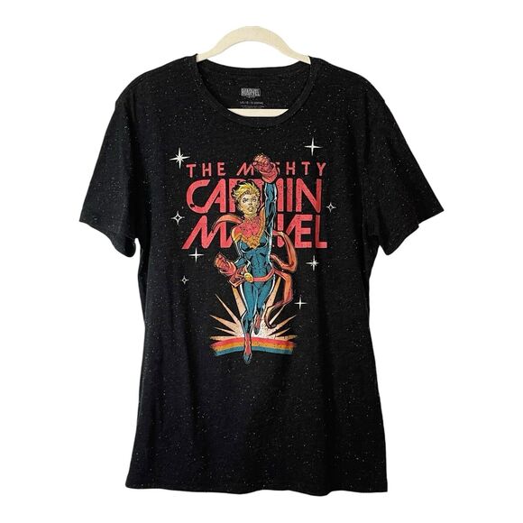 Vintage Style Marvel The Mighty Captain Marvel Flying Graphic Tee T-shirt Size L - Picture 2 of 6